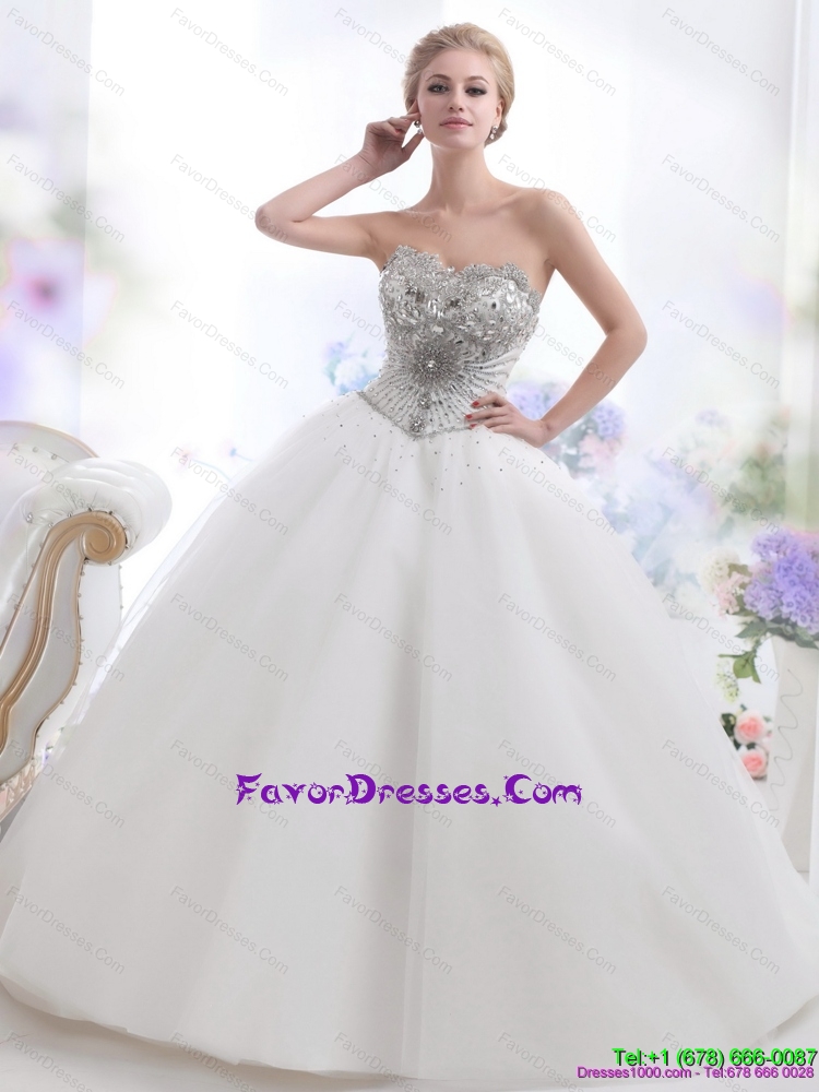 Fashionable 2015 Beading and Appliques Wedding Dresses