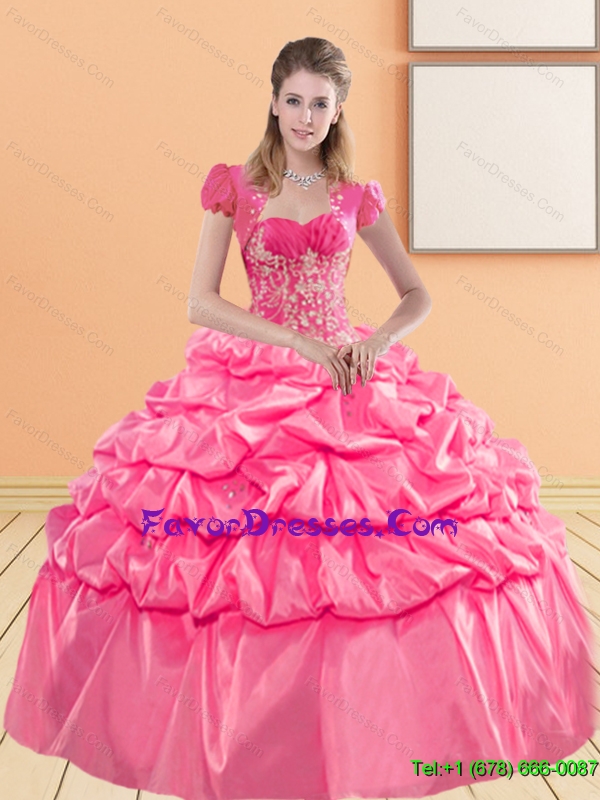 Delicate Sweetheart 2015 Custom Made Quinceanera Gown with Appliques and Pick Ups
