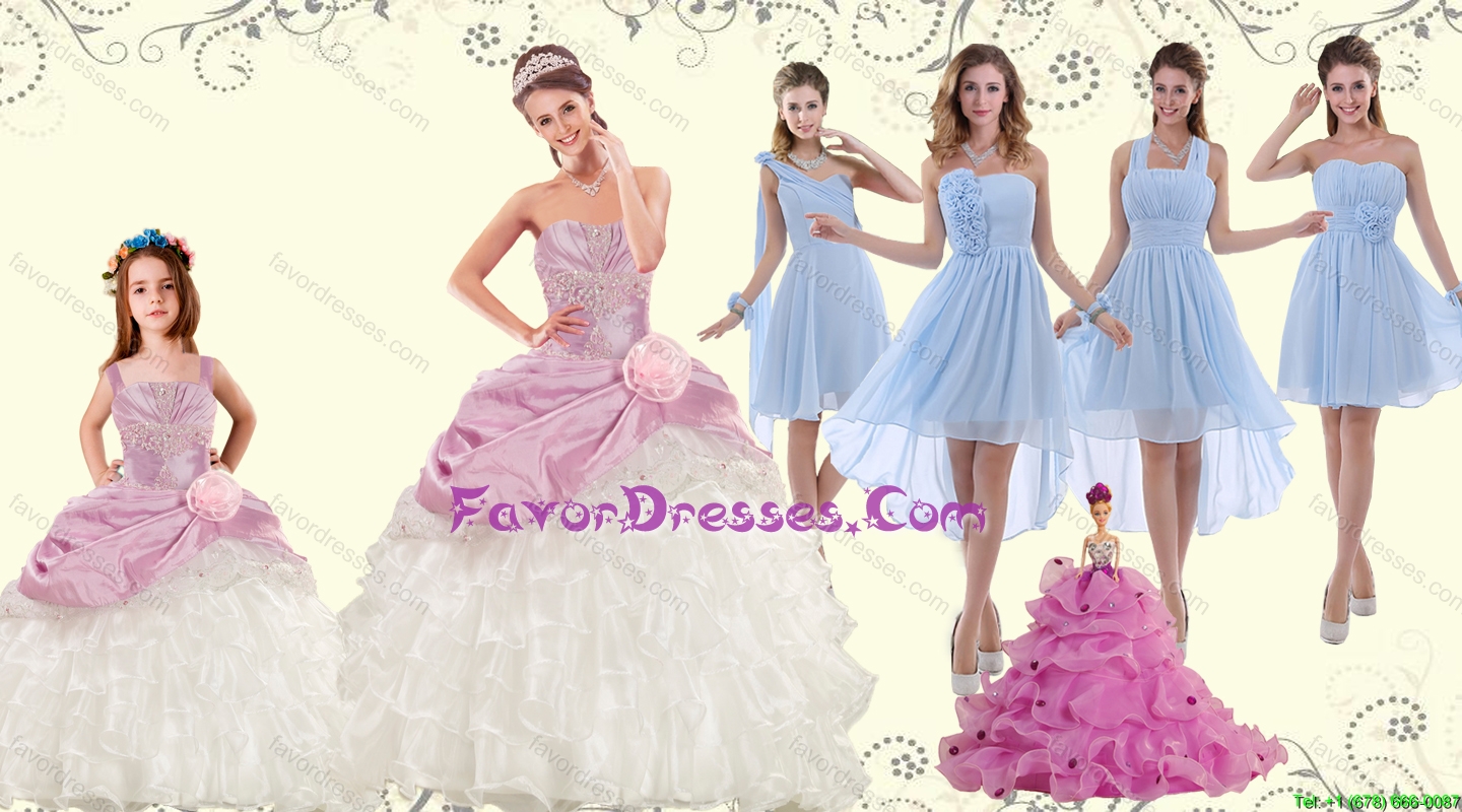 Elegant Multi Color Strapless Hand Made Flower Quinceanera Dress and Ruching Pretty Prom Dresses and Ruffles Straps Litter Girl Dress