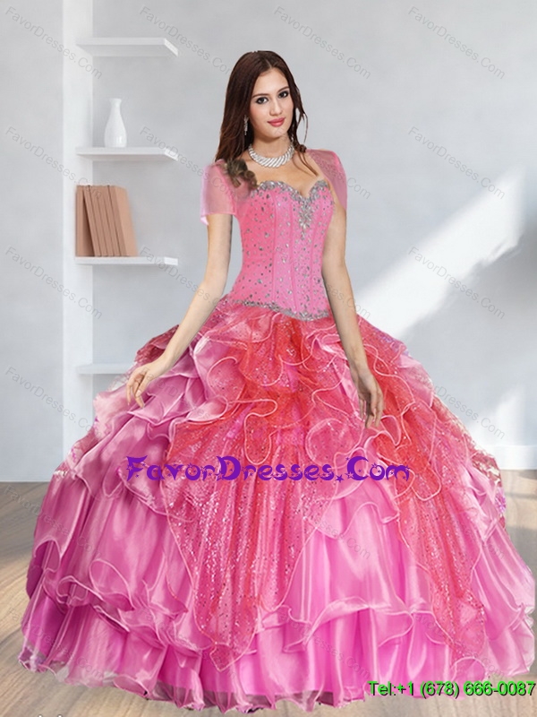 Pretty Beading Quinceanera Dresses in Multi Color for 2015