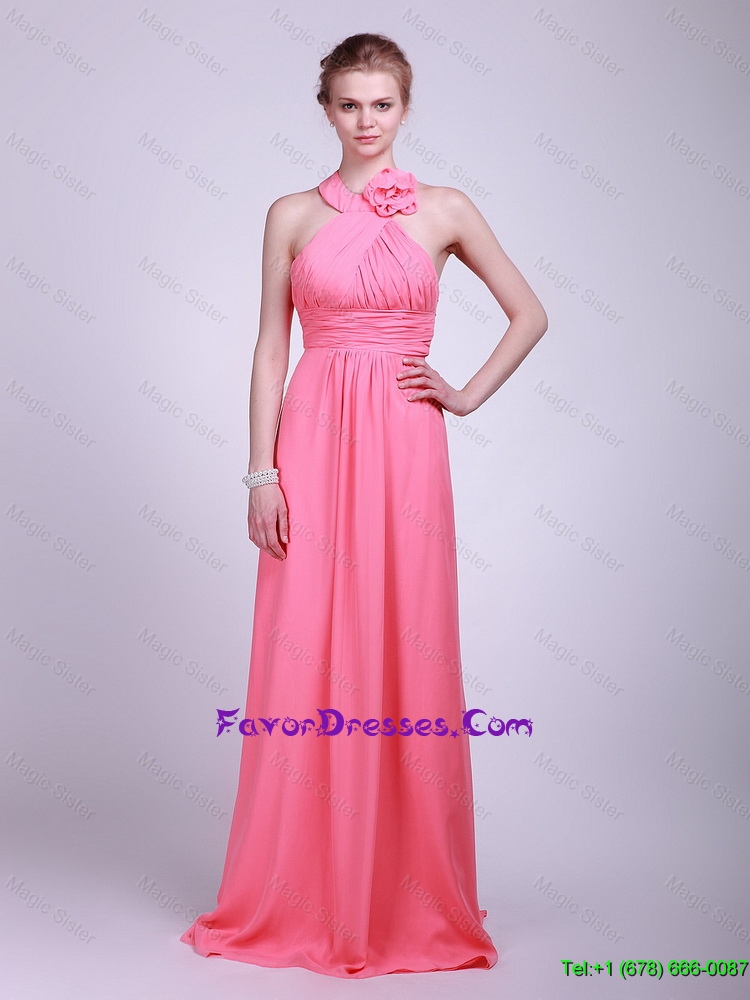 Affordable Gorgeous Watermelon Prom Dresses with Hand Made Flower and Ruching for 2016