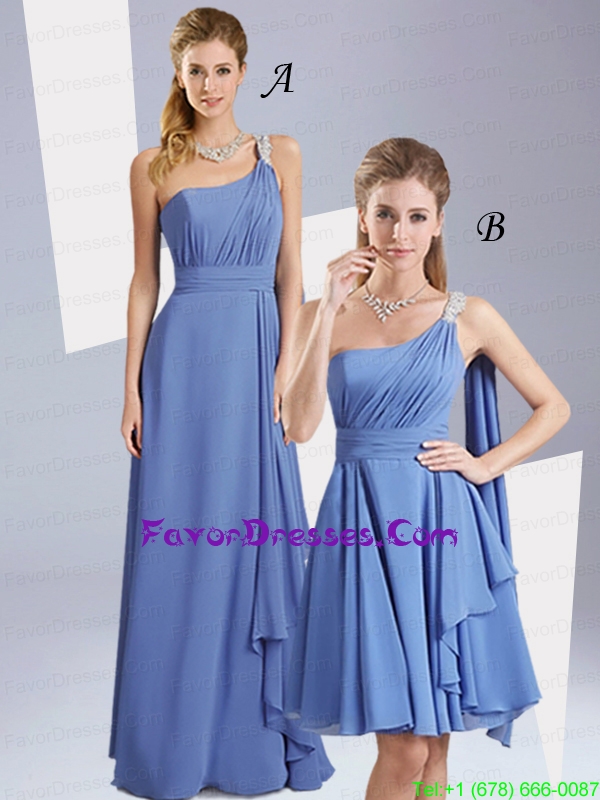 New Style Beading Ruching Prom Dresses with One Shoulder