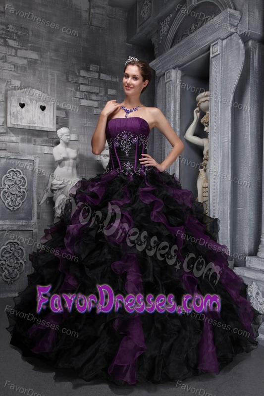 In Style Ball Gown Strapless Sweet Sixteen Dresses in Taffeta and Organza