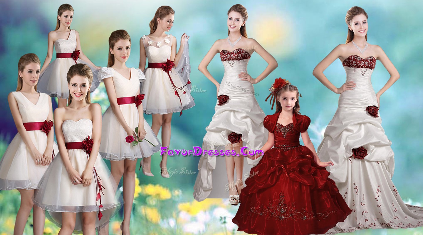 High End White Quinceanera Dresses Taffeta Brush Train Sleeveless Beading and Appliques and Hand Made Flower