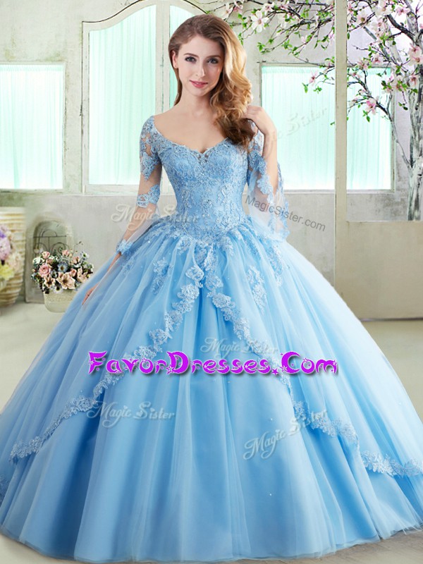 Beautiful Half Sleeves Lace and Appliques Lace Up 15 Quinceanera Dress