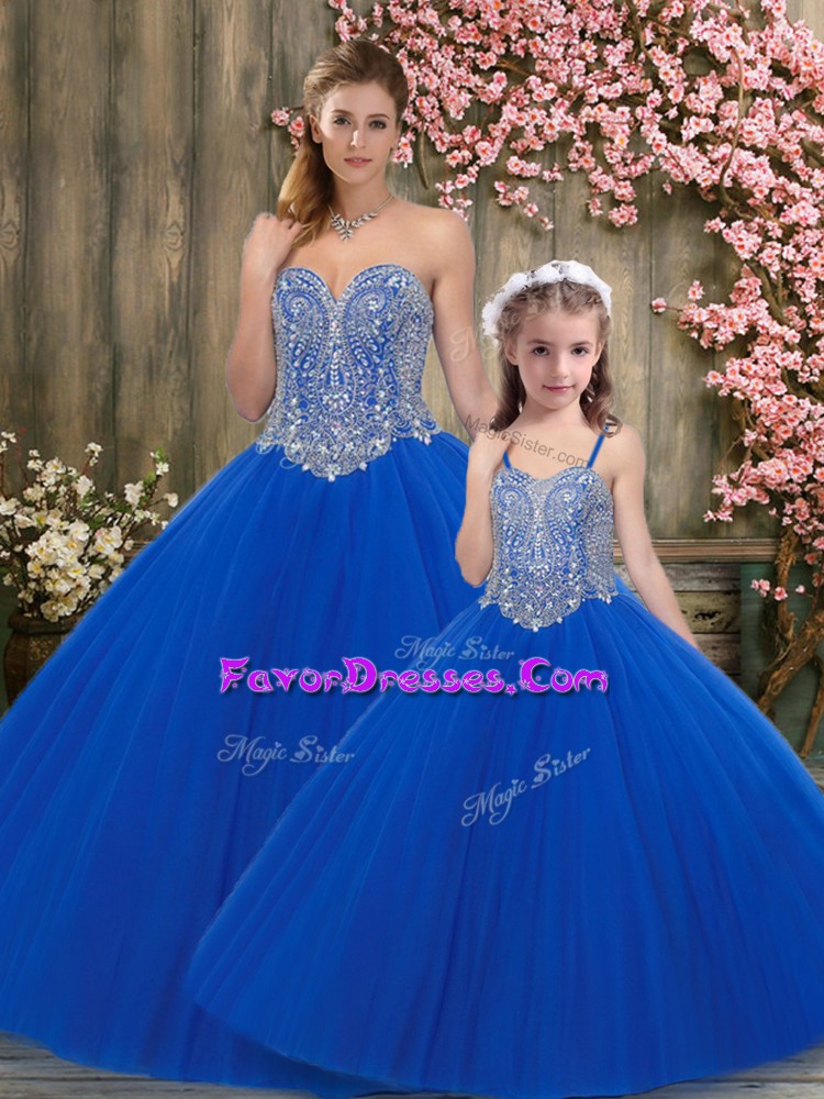 Floor Length Ball Gowns Sleeveless Royal Blue Sweet 16 Dresses Lace Up