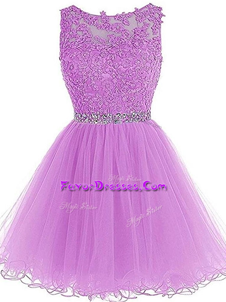  Lilac Sleeveless Tulle Lace Up Party Dresses for Prom and Party and Sweet 16