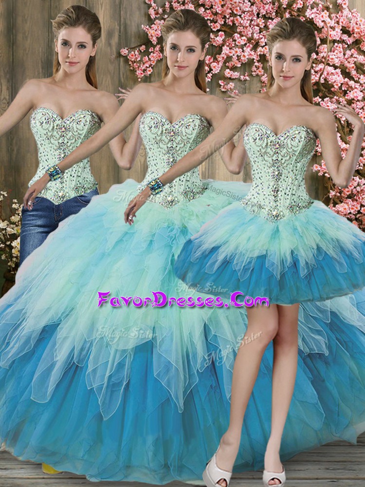 Charming Sleeveless Lace Up Floor Length Beading 15th Birthday Dress