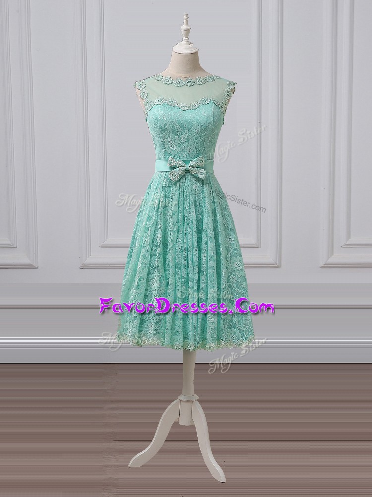  Scoop Sleeveless Lace Up Quinceanera Court Dresses Apple Green Lace