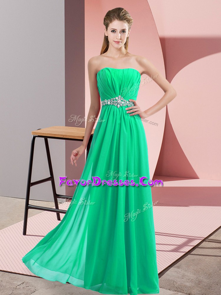  Turquoise Strapless Neckline Beading Dress for Prom Sleeveless Lace Up