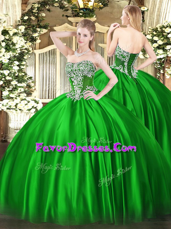 Amazing Sleeveless Lace Up Floor Length Beading Sweet 16 Dress