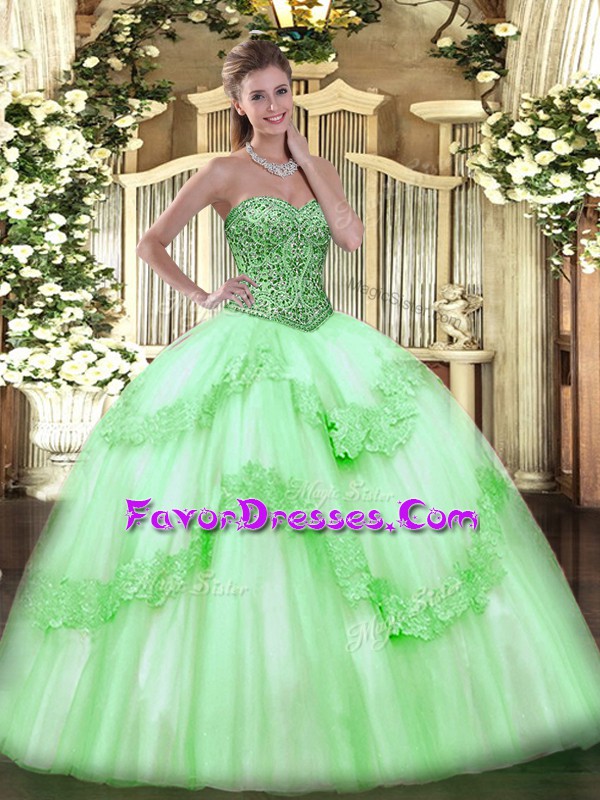 Adorable 15 Quinceanera Dress Military Ball and Sweet 16 and Quinceanera with Beading and Appliques and Ruffles Sweetheart Sleeveless Lace Up