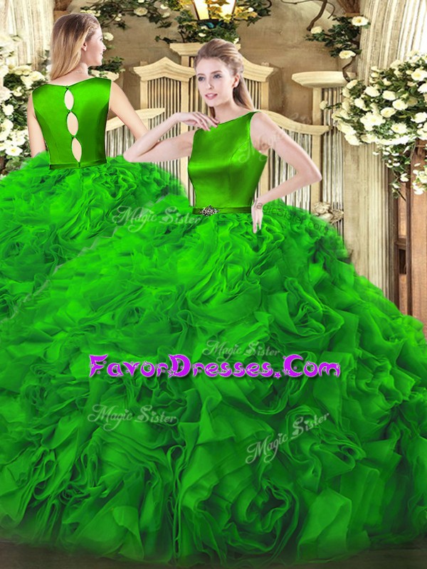 Hot Sale Green Clasp Handle Quinceanera Dresses Belt Sleeveless Floor Length
