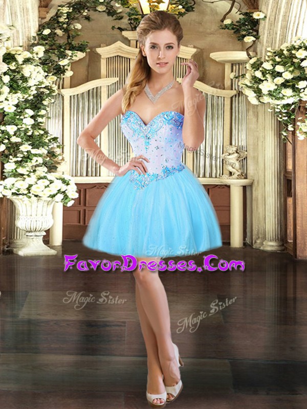  Sleeveless Beading Lace Up Dress for Prom