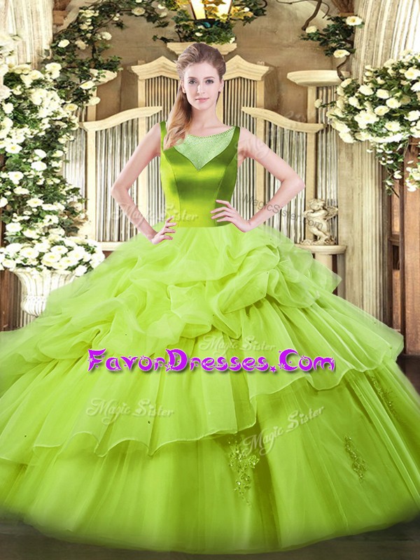 On Sale Ball Gowns 15 Quinceanera Dress Scoop Organza Sleeveless Floor Length Side Zipper