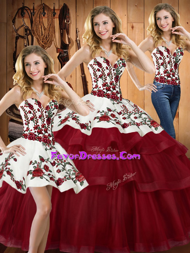  Organza Sleeveless Quinceanera Dresses Sweep Train and Embroidery
