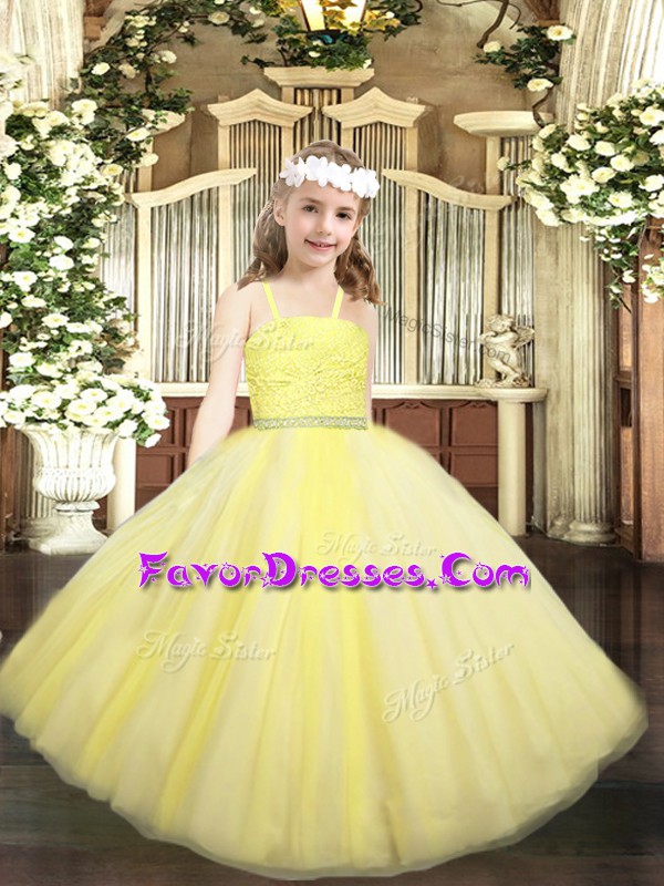 Wonderful Sleeveless Beading and Lace Zipper Glitz Pageant Dress
