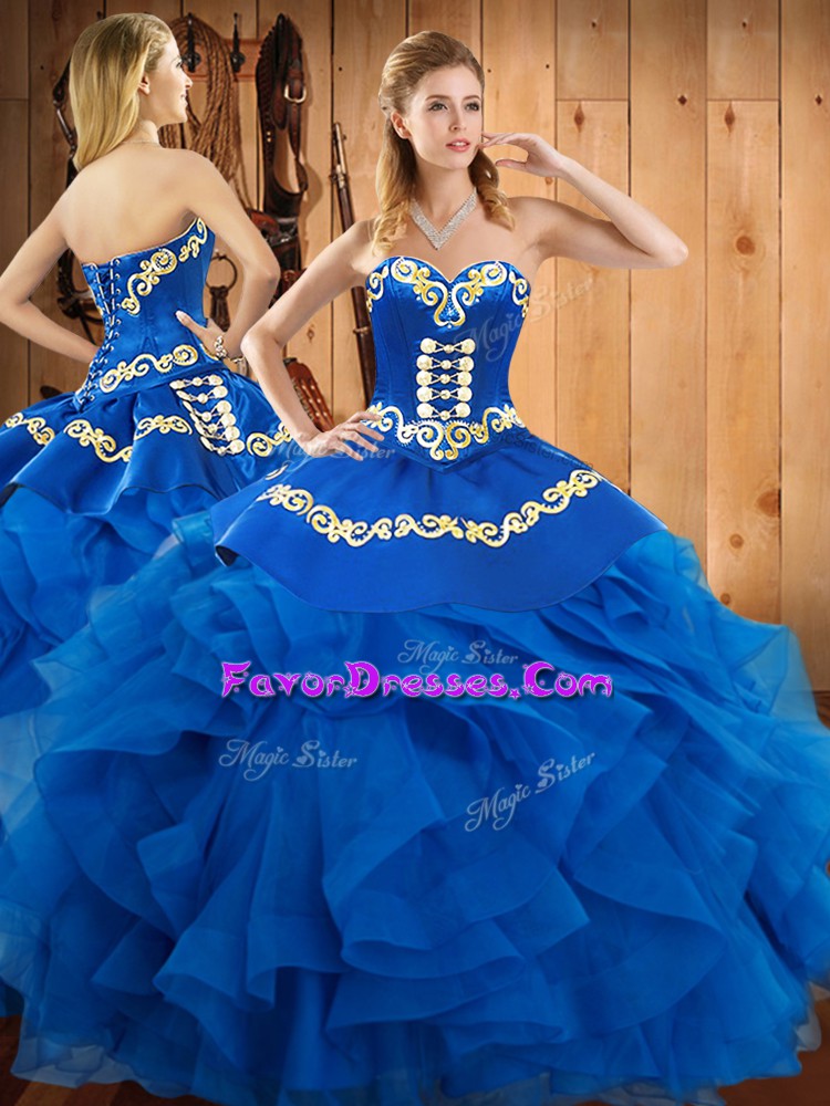 Custom Design Sleeveless Embroidery and Ruffles Lace Up 15th Birthday Dress