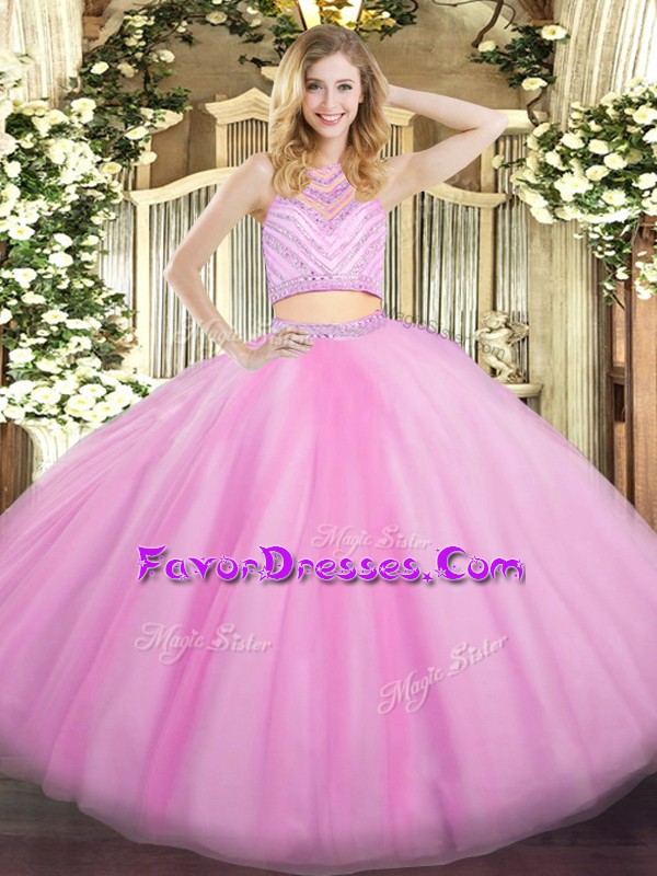 Lilac Zipper Quinceanera Dresses Beading and Ruffles Sleeveless Floor Length