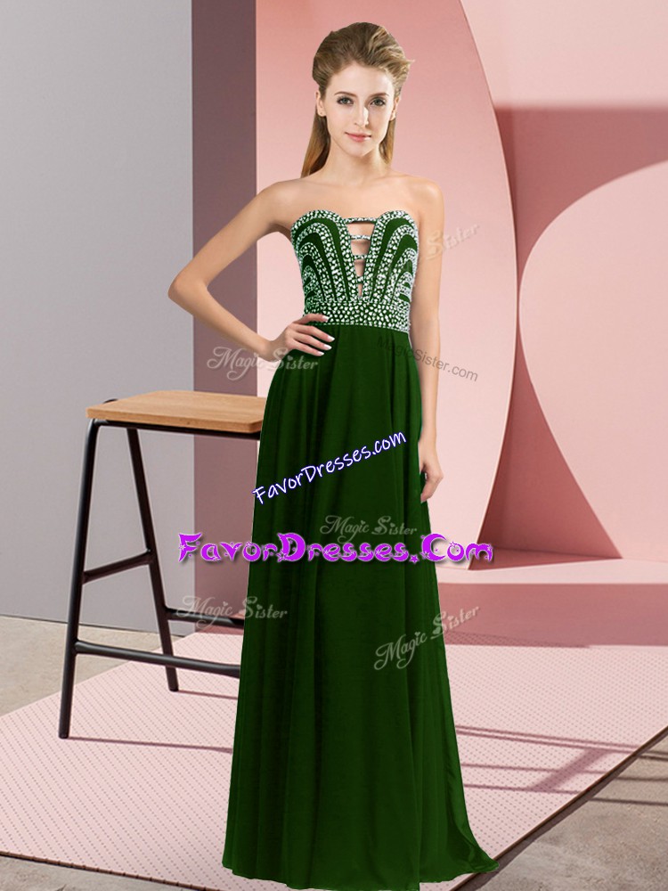 Adorable Empire Prom Dress Olive Green Sweetheart Chiffon Sleeveless Floor Length Lace Up