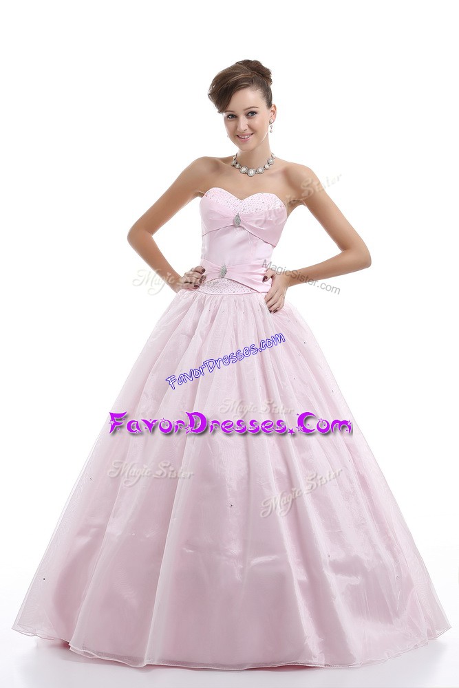 Trendy Sleeveless Lace Up Floor Length Beading Quinceanera Dresses