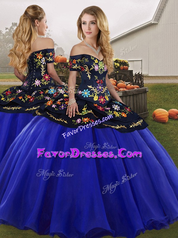 Sumptuous Sleeveless Lace Up Floor Length Embroidery Sweet 16 Dress