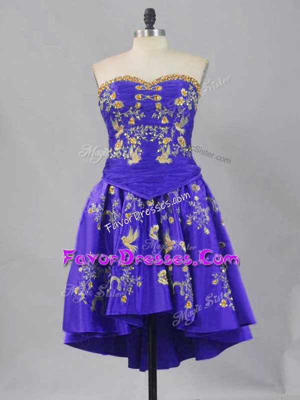  Mini Length Purple Prom Evening Gown Sweetheart Sleeveless Lace Up