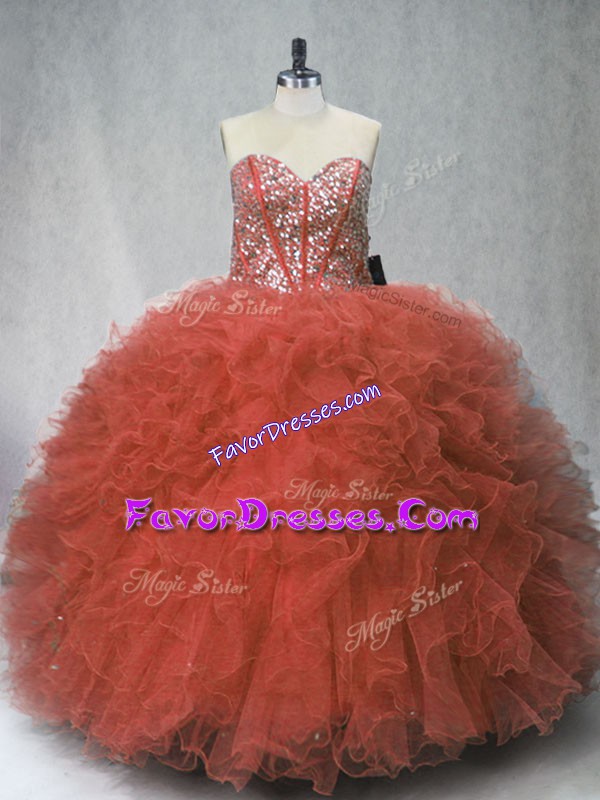 Stylish Tulle Sleeveless Floor Length 15 Quinceanera Dress and Beading and Ruffles