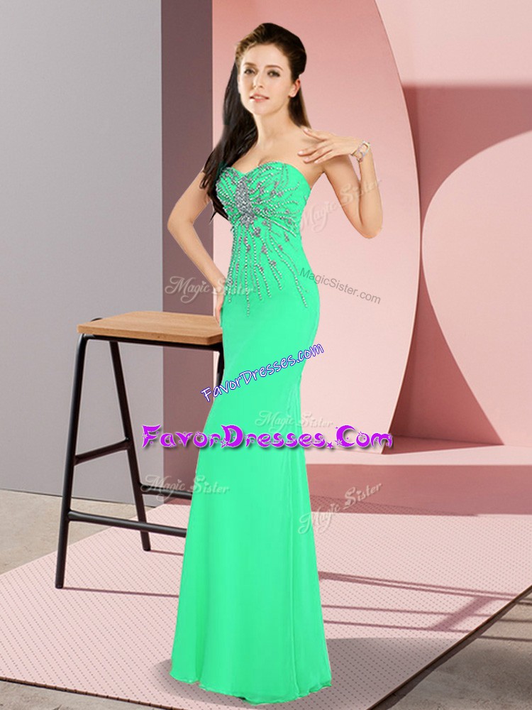  Floor Length Turquoise Prom Party Dress Sweetheart Sleeveless Zipper