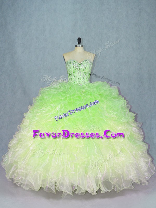  Ball Gowns Quinceanera Dresses Multi-color Sweetheart Organza Sleeveless Floor Length Lace Up