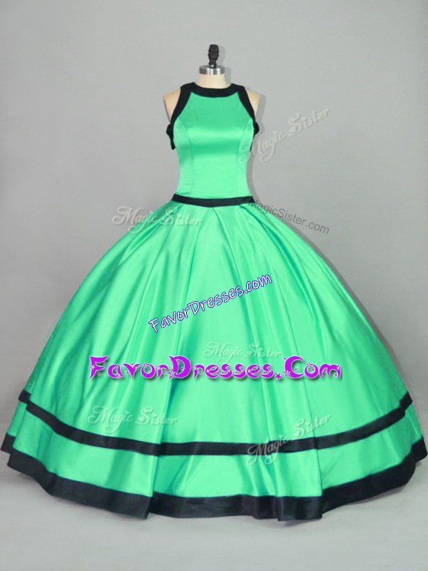  Ball Gowns Ball Gown Prom Dress Apple Green Scoop Satin Sleeveless Floor Length Zipper