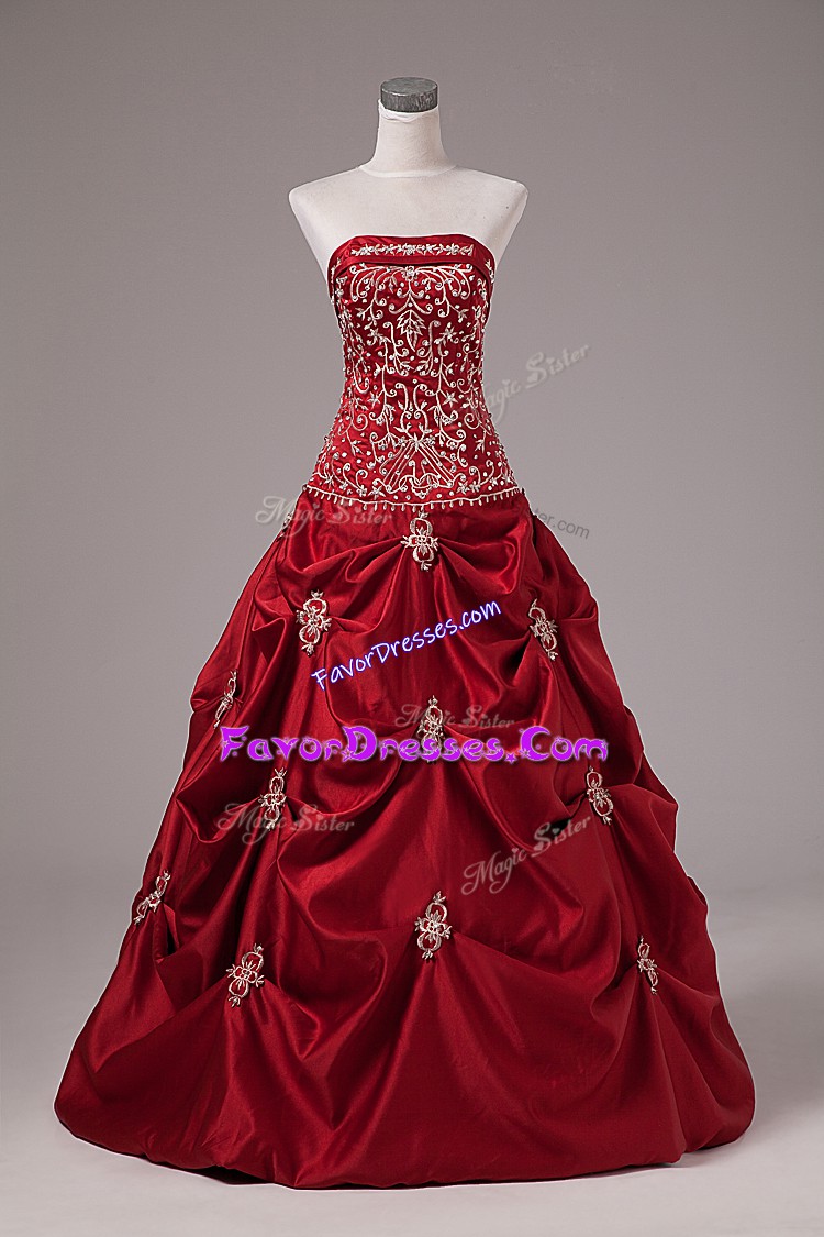 Lovely Floor Length Ball Gowns Sleeveless Wine Red Quinceanera Dress Lace Up