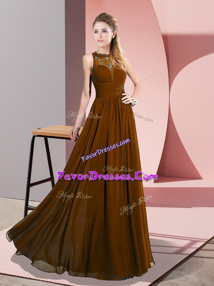 Deluxe Sleeveless Zipper Floor Length Lace Evening Dress
