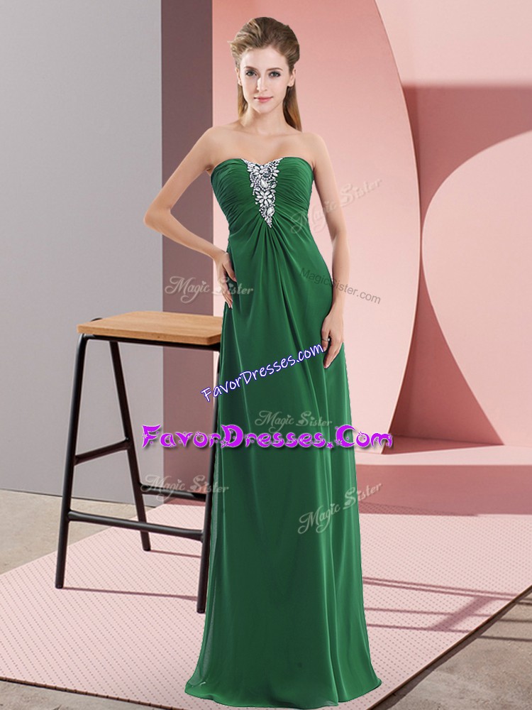 Modern Sleeveless Zipper Floor Length Beading Prom Evening Gown
