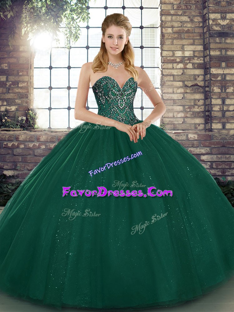  Sleeveless Lace Up Floor Length Beading Quinceanera Dresses