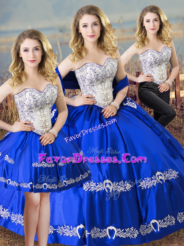  Sleeveless Lace Up Floor Length Beading and Embroidery 15 Quinceanera Dress