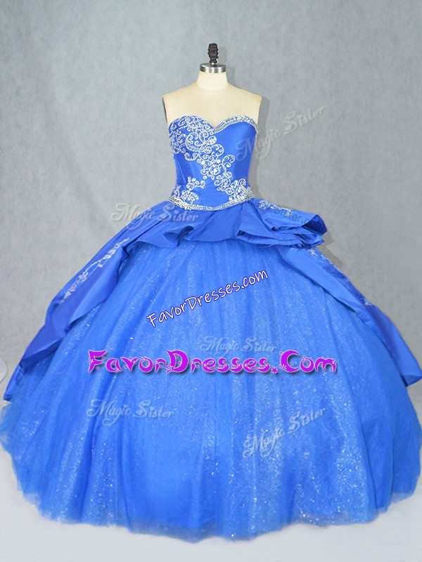  Sleeveless Court Train Lace Up Beading and Embroidery Sweet 16 Dresses
