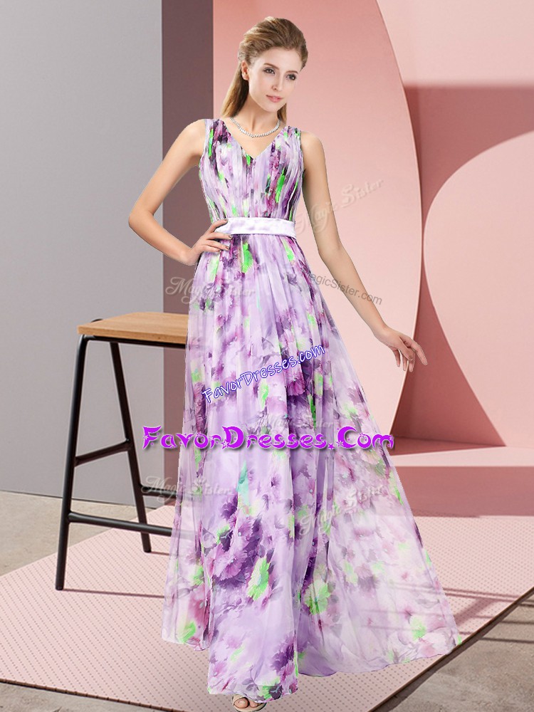  Floor Length Empire Sleeveless Multi-color Prom Dresses Zipper