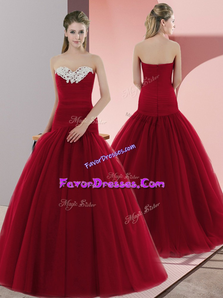  Sleeveless Zipper Floor Length Beading Prom Evening Gown