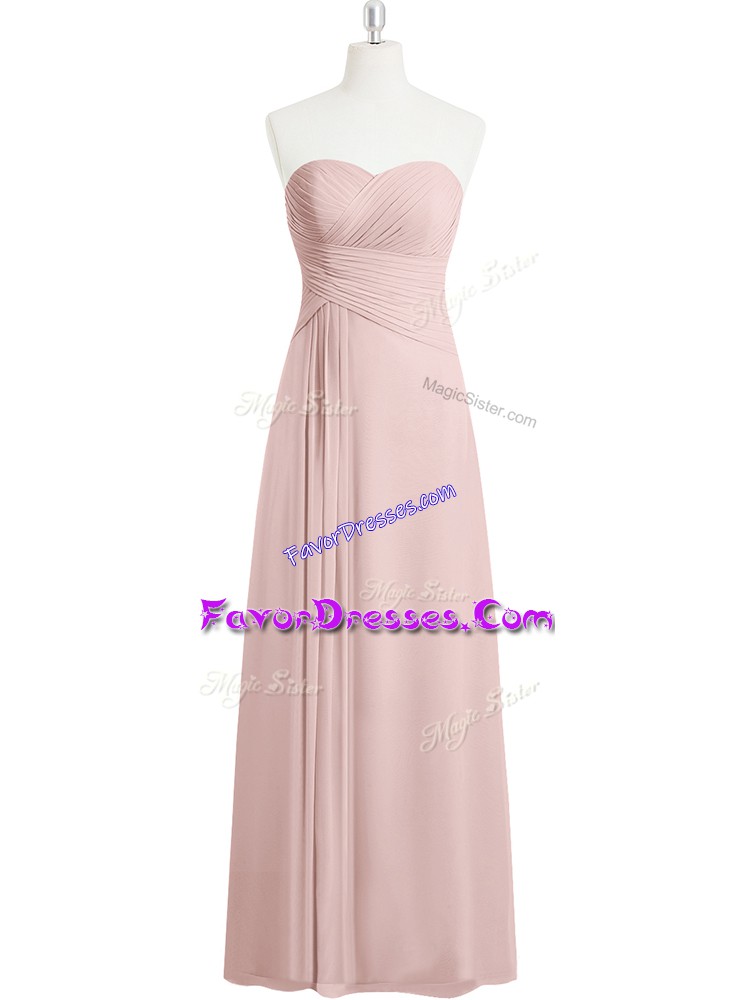 Free and Easy Chiffon Sleeveless Floor Length Homecoming Dress and Ruching