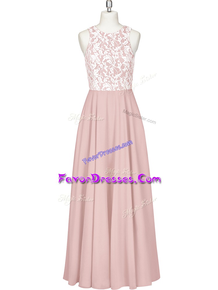 Eye-catching Chiffon Sleeveless Floor Length and Lace and Appliques