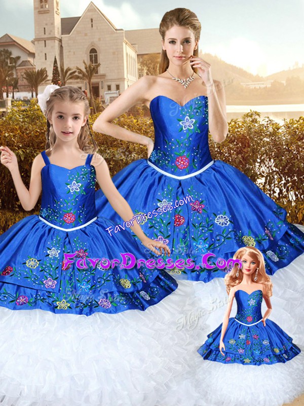  Blue Lace Up Sweet 16 Dress Beading and Lace Sleeveless Floor Length