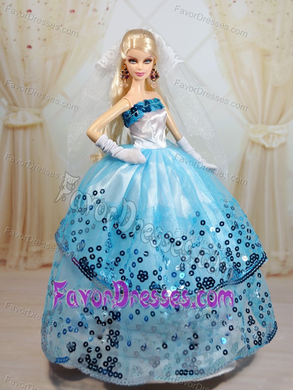 barbie in blue gown