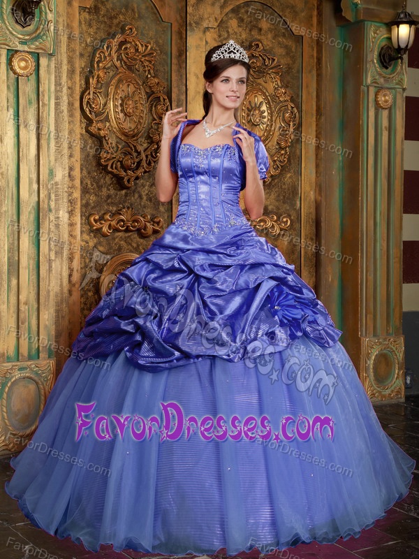 Sweetheart Low Price Taffeta and Organza Quinceanera Dress in Purple