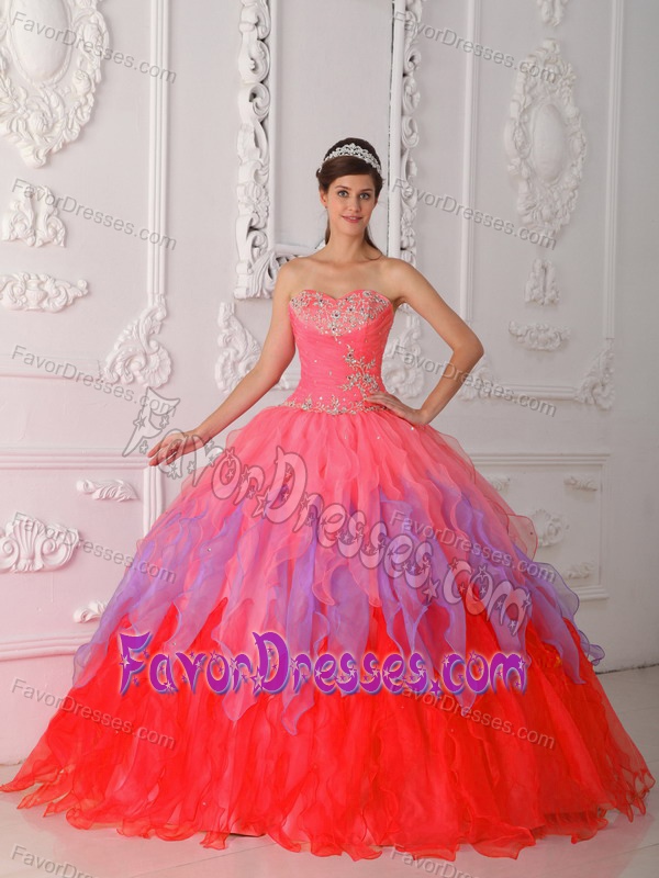 Watermelon Ball Gown Sweetheart Elegant Quince Dresses with Ruching