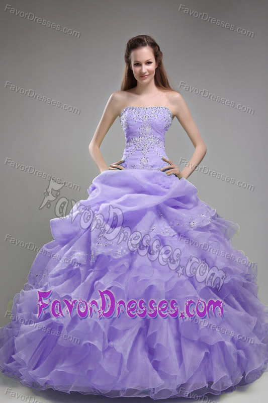 Lilac Quinceanera Dresses in Organza with Beading and Ruffles