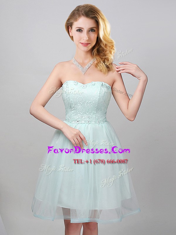 Cute Apple Green Sweetheart Lace Up Lace and Appliques Wedding Party Dress Sleeveless