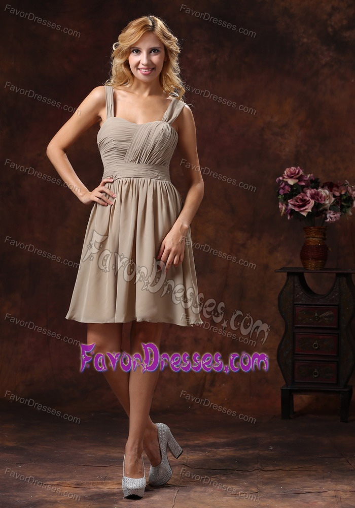 Attractive Ruching Bridesmaid Dress for Summer Wedding to Knee-length