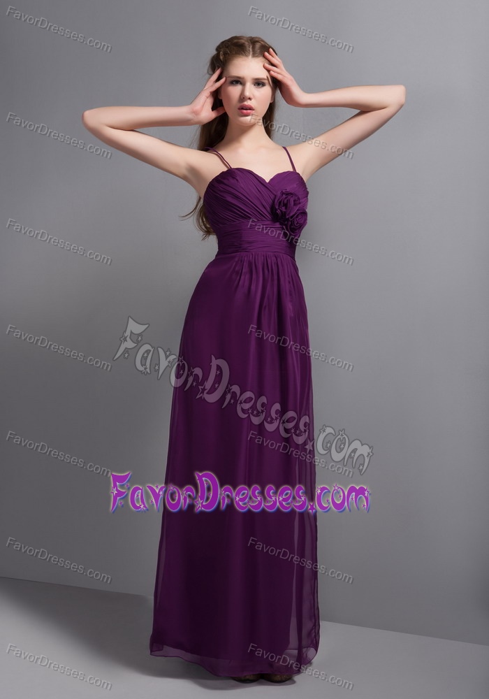 Ankle-length Chiffon Tony Junior Bridesmaid Dress with Flowers in Purple