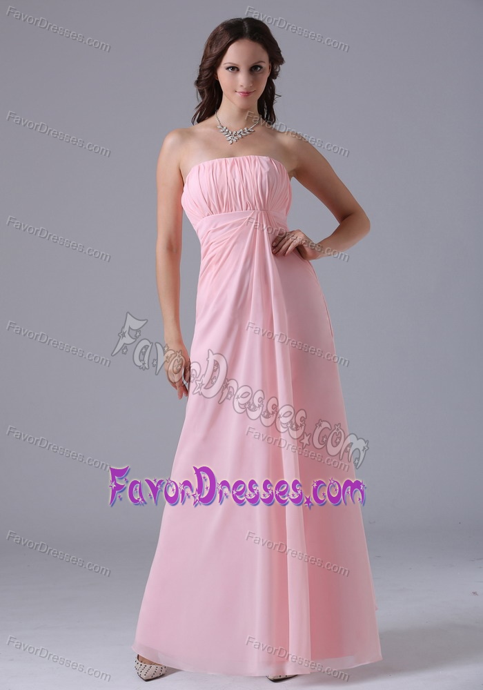 Ruched Strapless Bridesmaid Dresses for Summer Wedding in Baby Pink